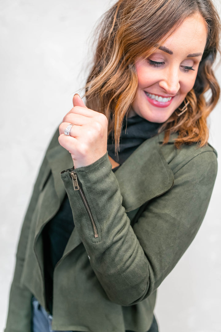 The Claudia Suede Biker Jacket - One Eleven Olive Boutique