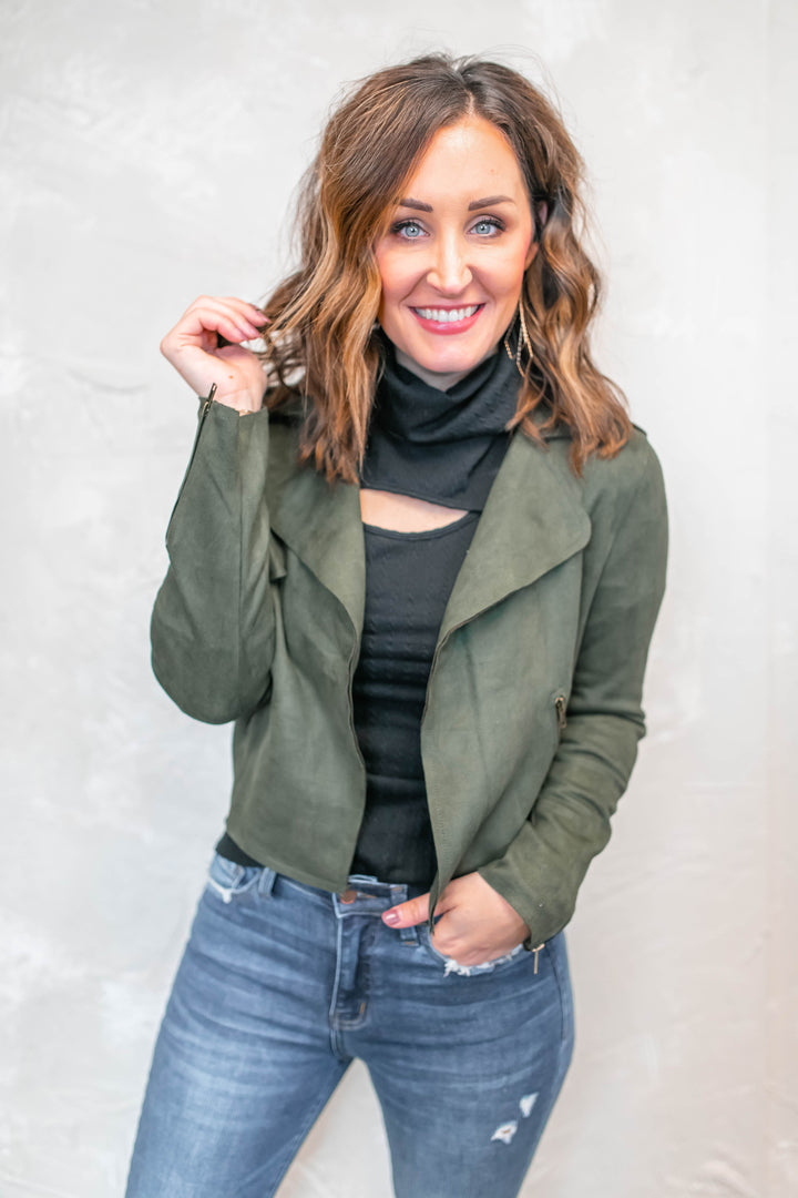The Claudia Suede Biker Jacket - One Eleven Olive Boutique