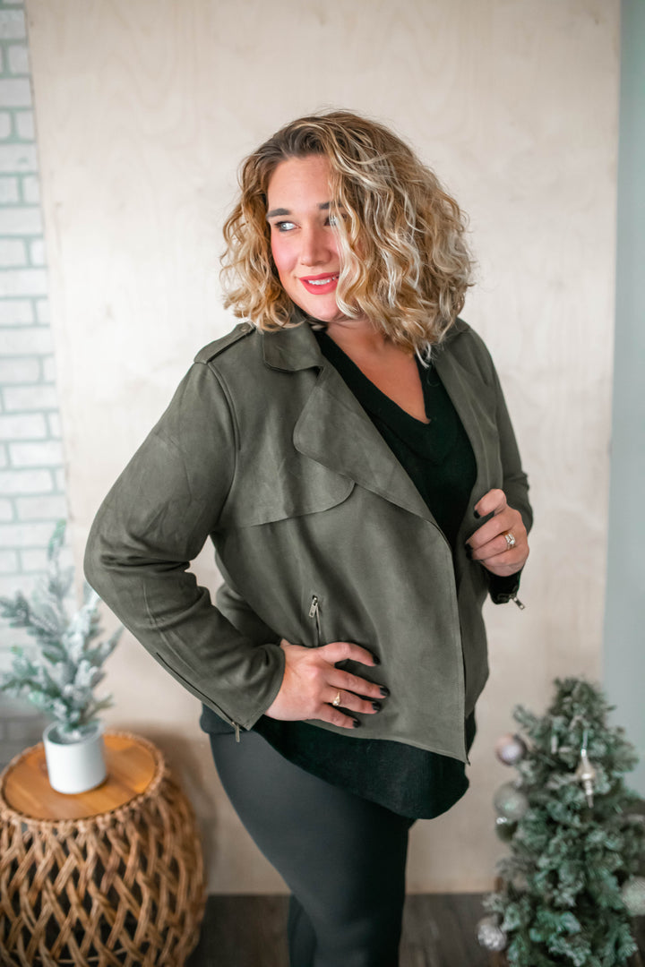 The Claudia Suede Biker Jacket - One Eleven Olive Boutique