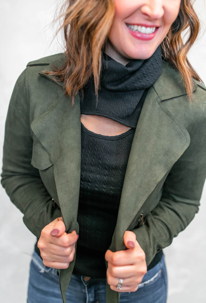 The Claudia Suede Biker Jacket - One Eleven Olive Boutique