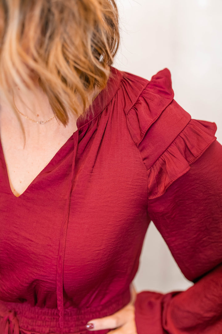 The Eliana Wine Dress - One Eleven Olive Boutique
