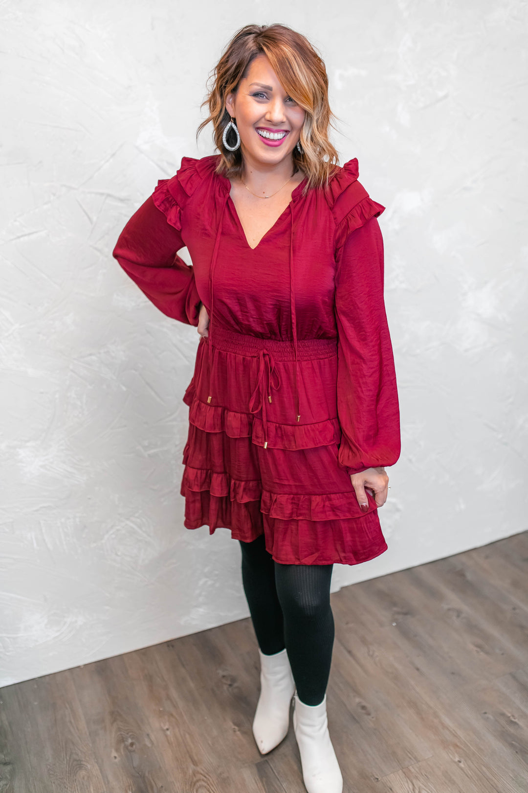 The Eliana Wine Dress - One Eleven Olive Boutique