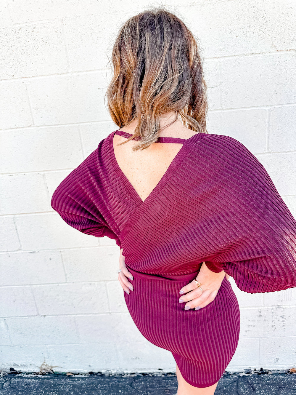 The Eliza Sweater Dress - Maroon - One Eleven Olive Boutique