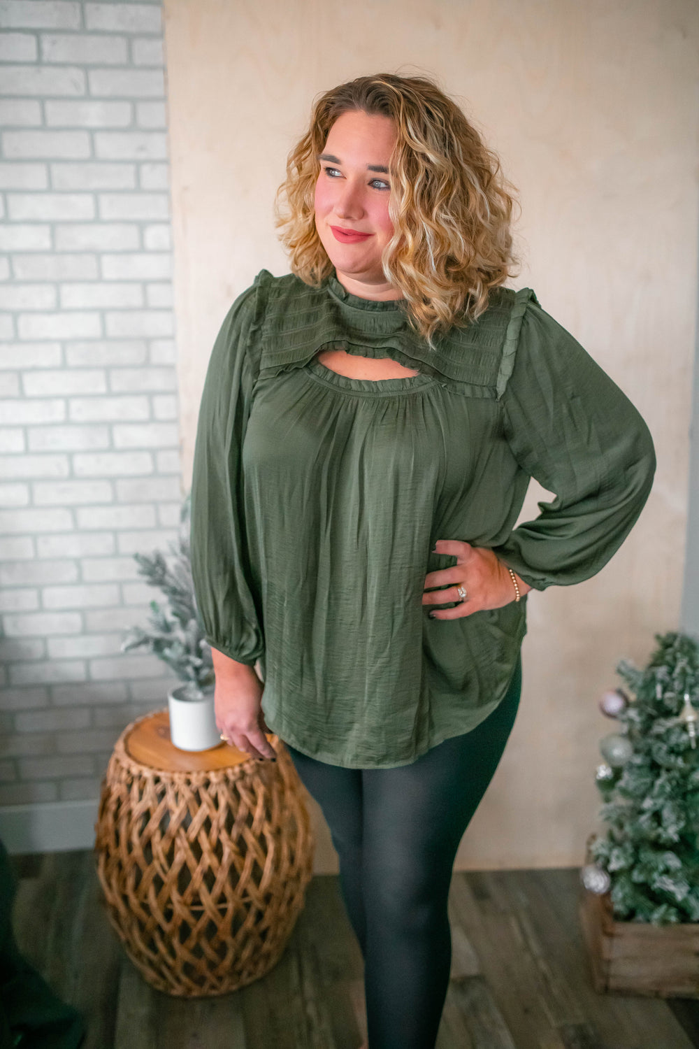 The Eloise Blouse - Olive (XS-3XL) - One Eleven Olive Boutique