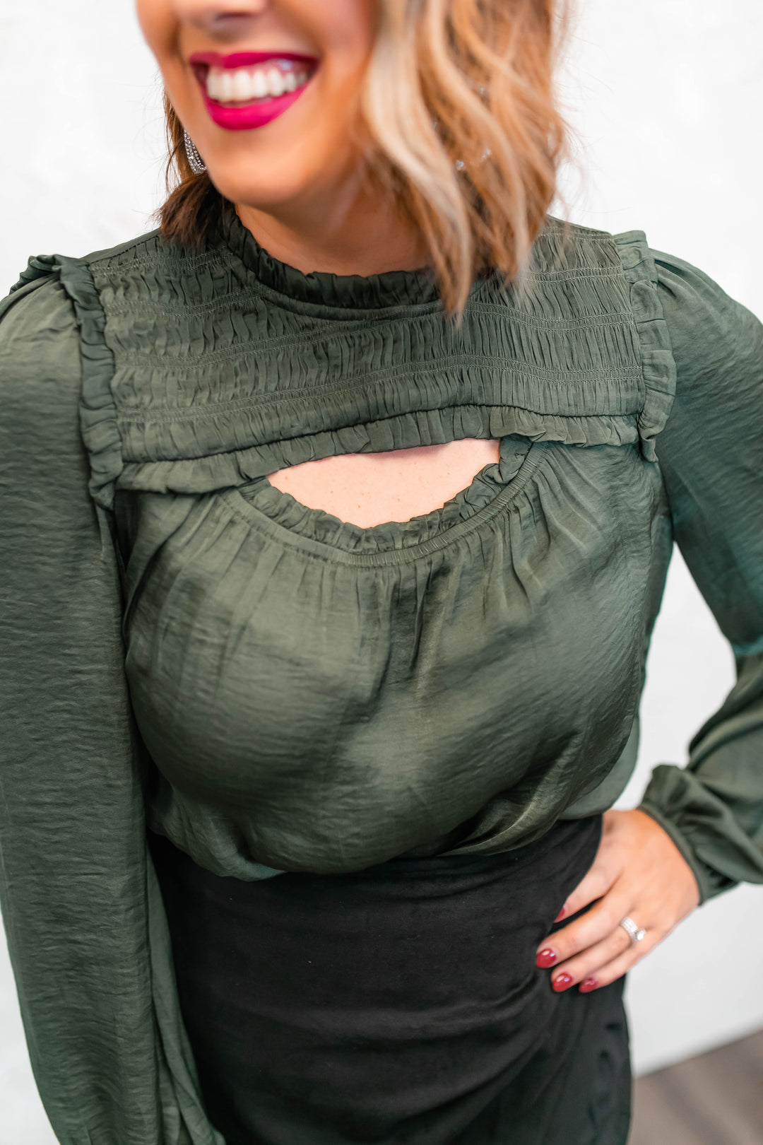 The Eloise Blouse - Olive (XS-3XL) - One Eleven Olive Boutique