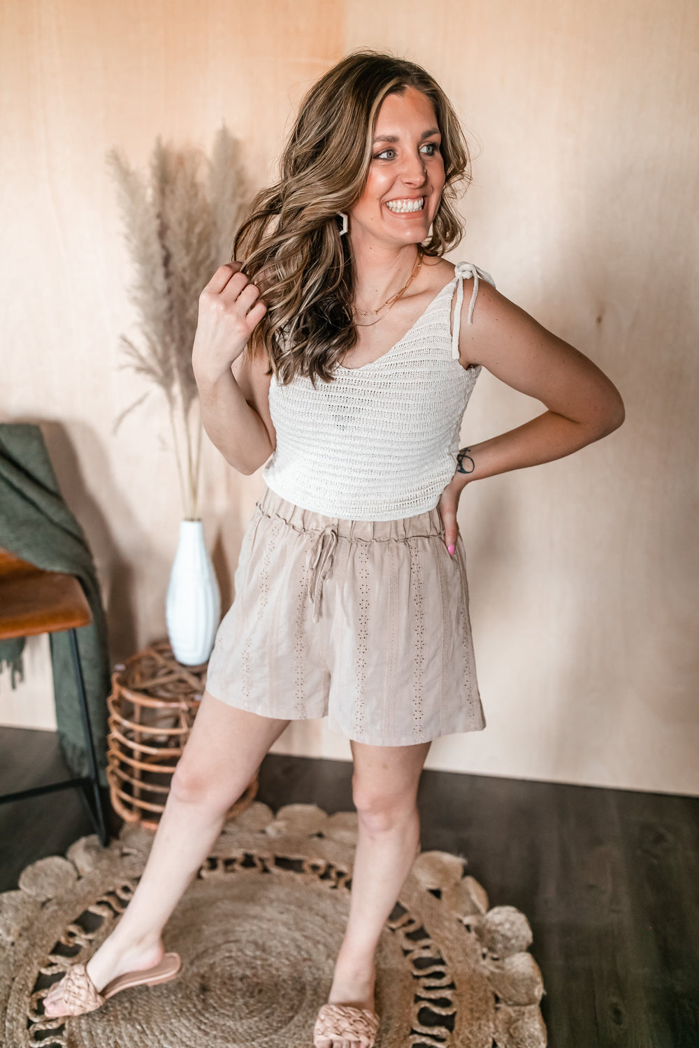 The Emmy Eyelet Shorts - One Eleven Olive Boutique