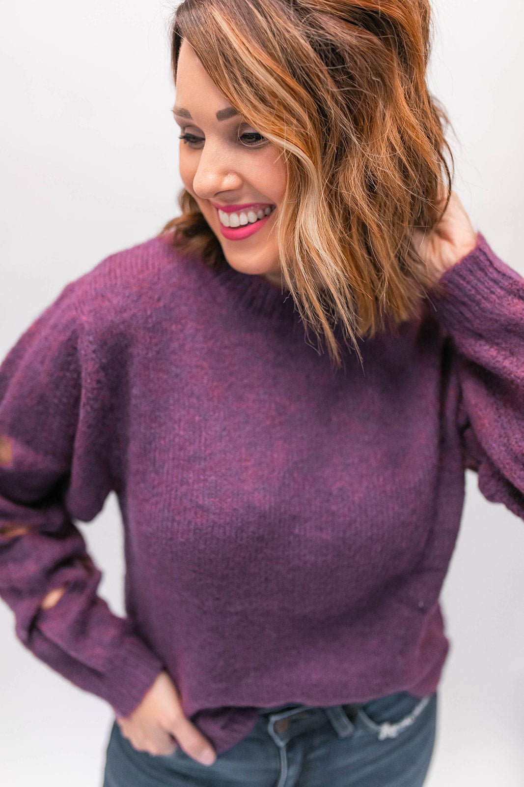 The Felicity Cutout Sleeves Sweater - One Eleven Olive Boutique