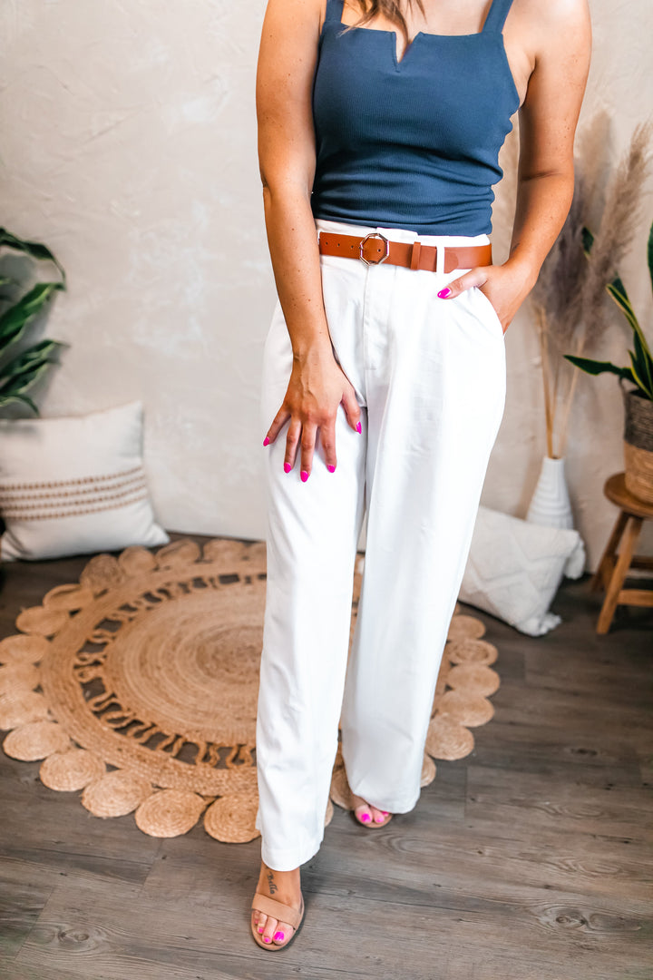 The Grace Belted Pants - One Eleven Olive Boutique