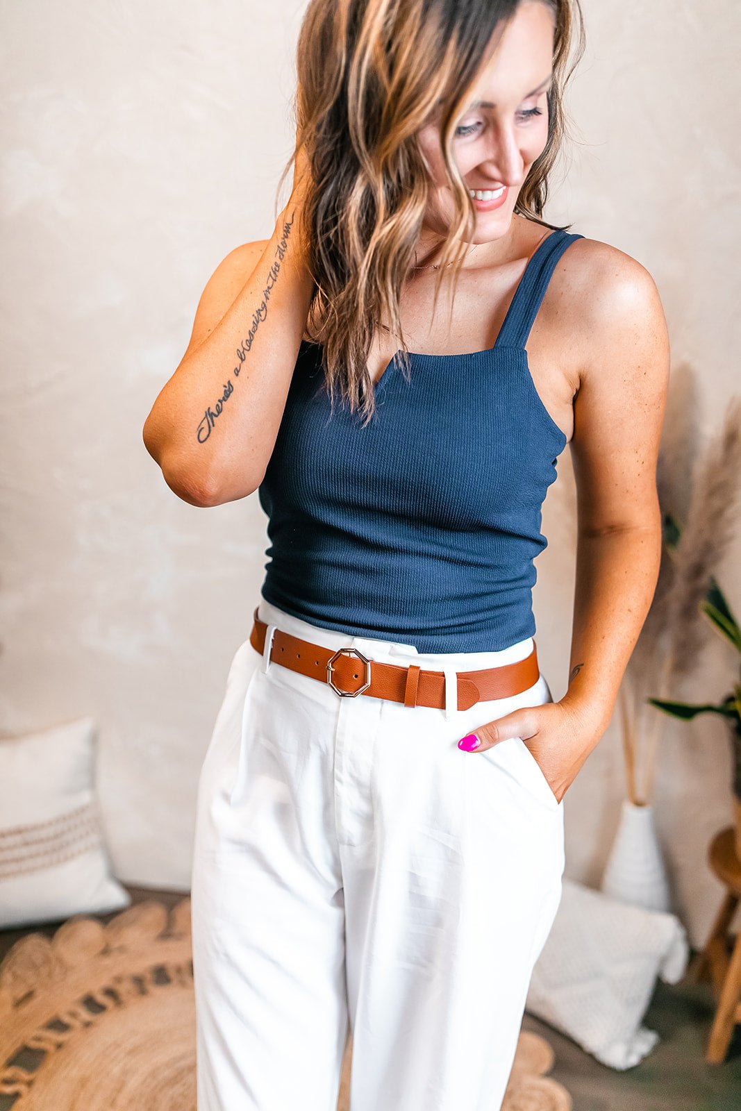 The Grace Belted Pants - One Eleven Olive Boutique