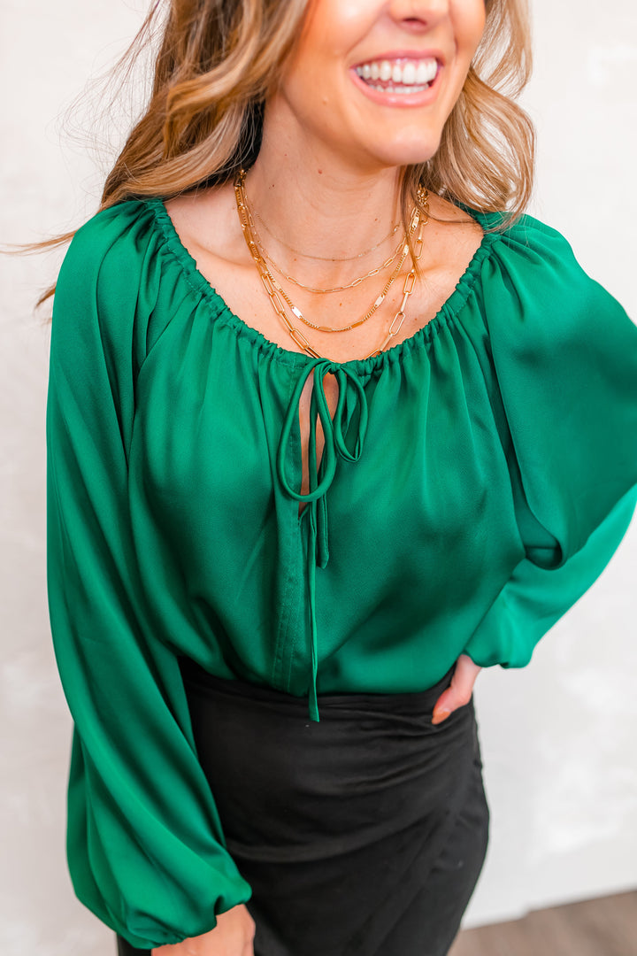 The Holly Tie Blouse - One Eleven Olive Boutique