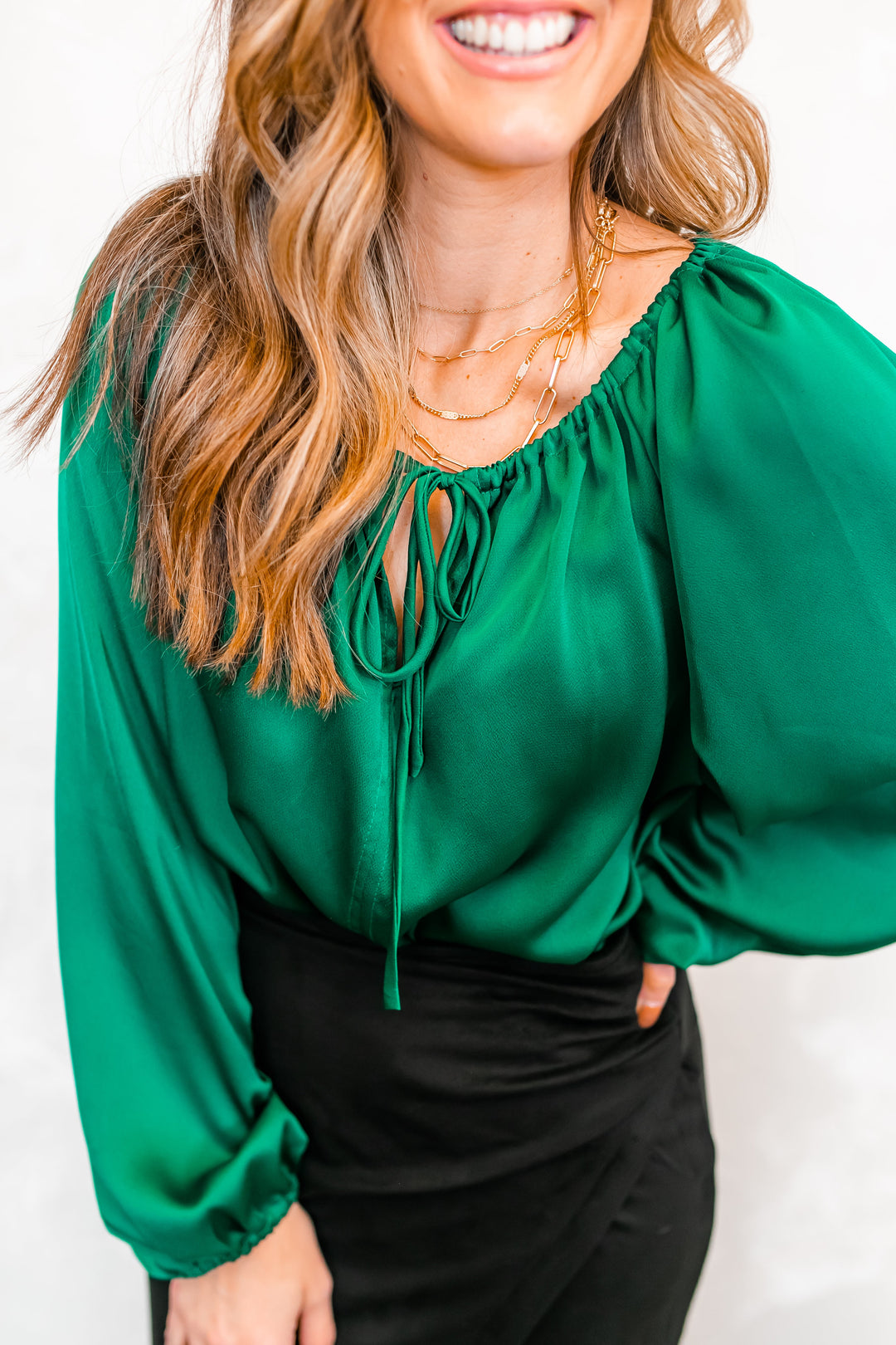 The Holly Tie Blouse - One Eleven Olive Boutique