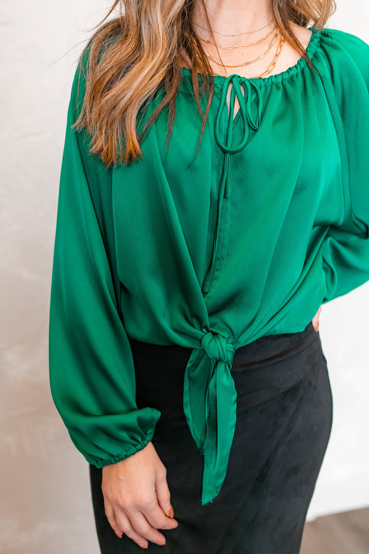 The Holly Tie Blouse - One Eleven Olive Boutique