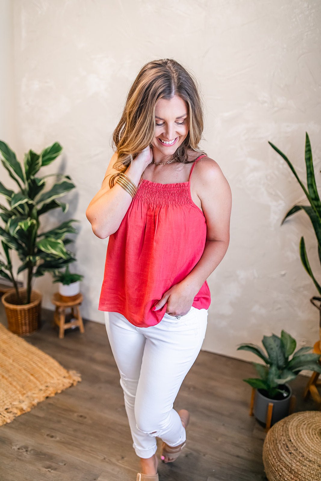 The Janelle Smocked Cami - One Eleven Olive Boutique
