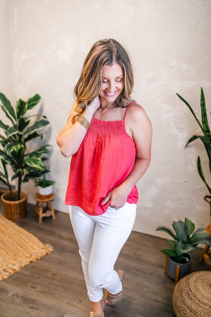 The Janelle Smocked Cami - One Eleven Olive Boutique
