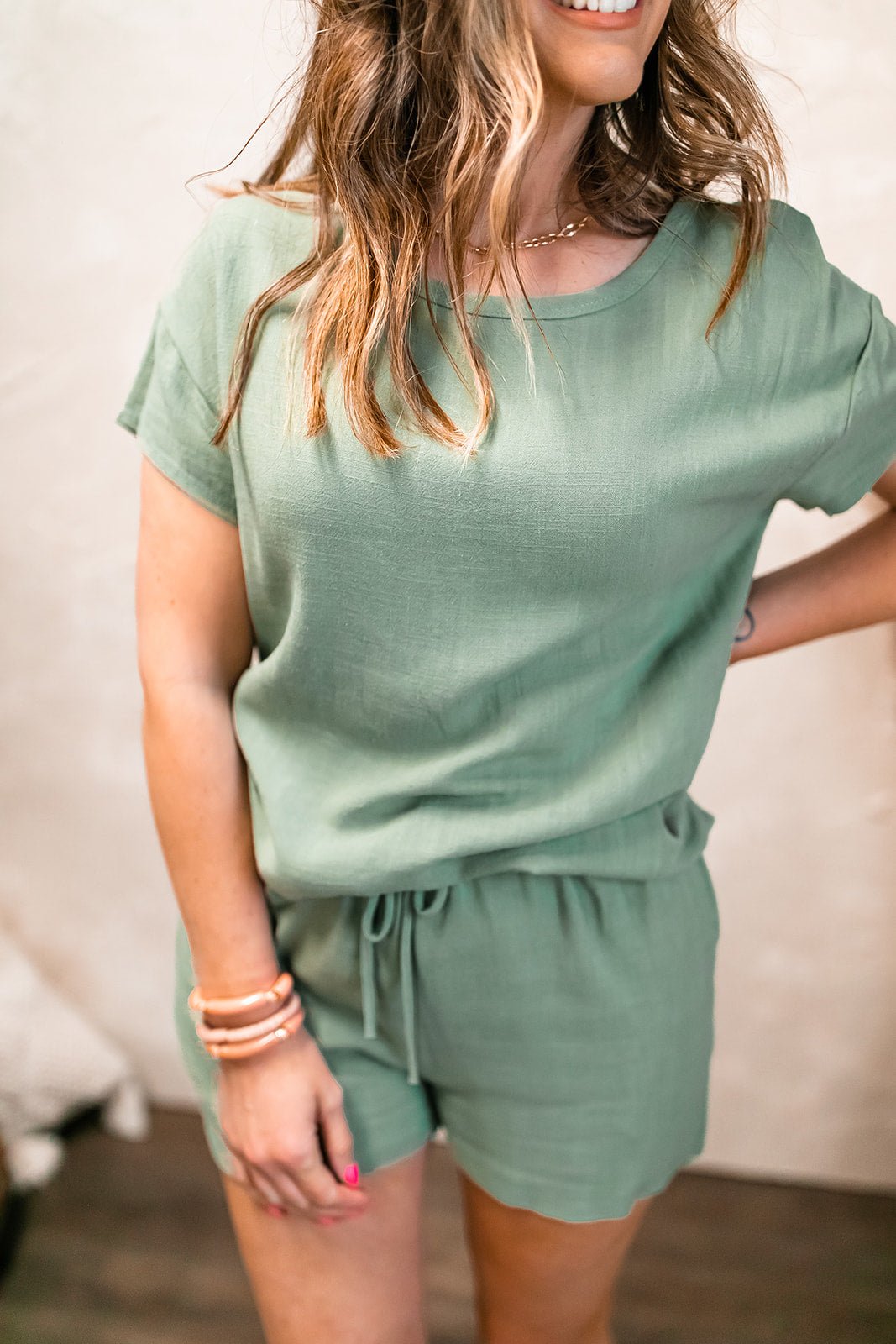 The Keep Dreaming Linen Top - Olive - One Eleven Olive Boutique