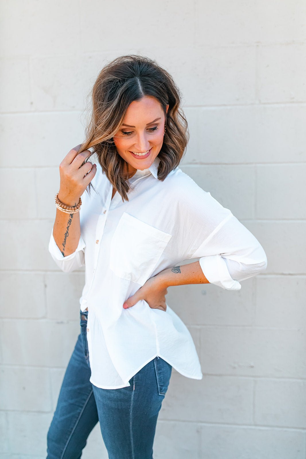 The Khloe Button Down Top (S-3XL) - One Eleven Olive Boutique