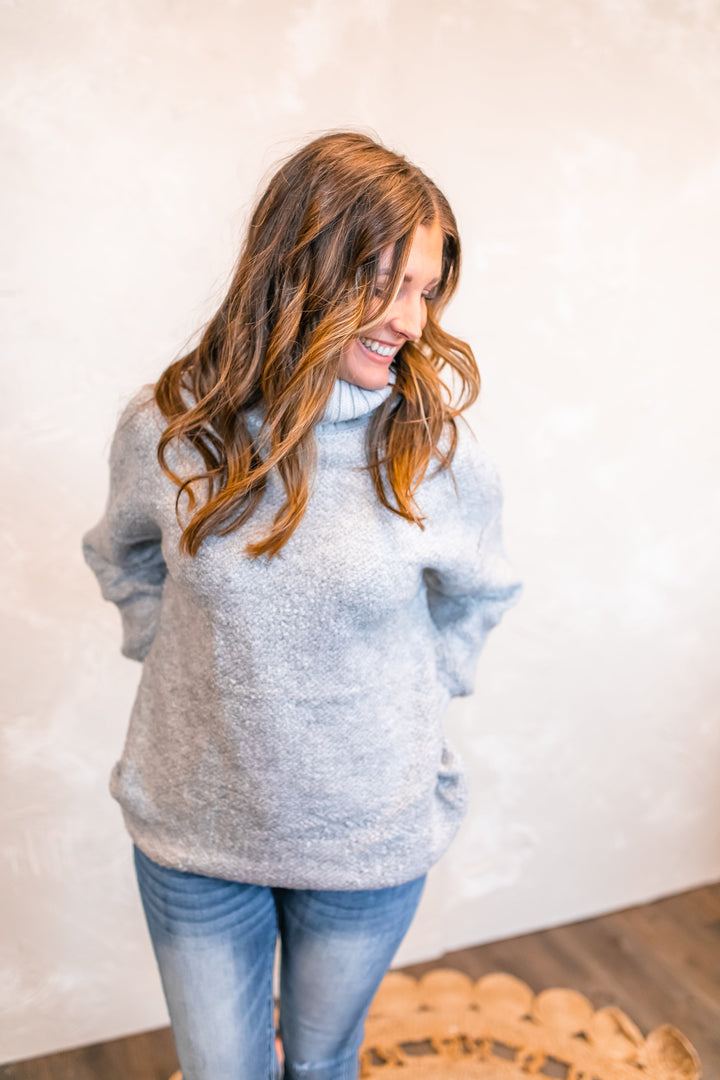 The Norah Turtleneck Sweater - Grey - One Eleven Olive Boutique