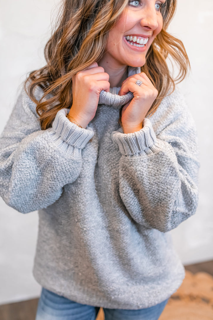 The Norah Turtleneck Sweater - Grey - One Eleven Olive Boutique