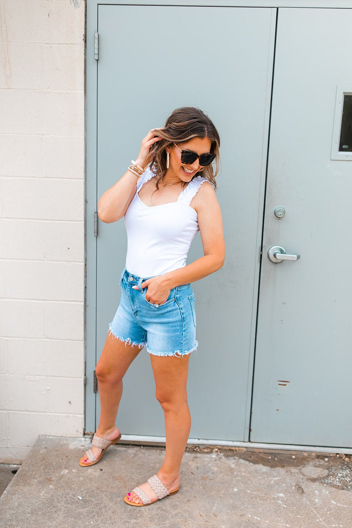 The Rayna Ruffle Tank - White - One Eleven Olive Boutique