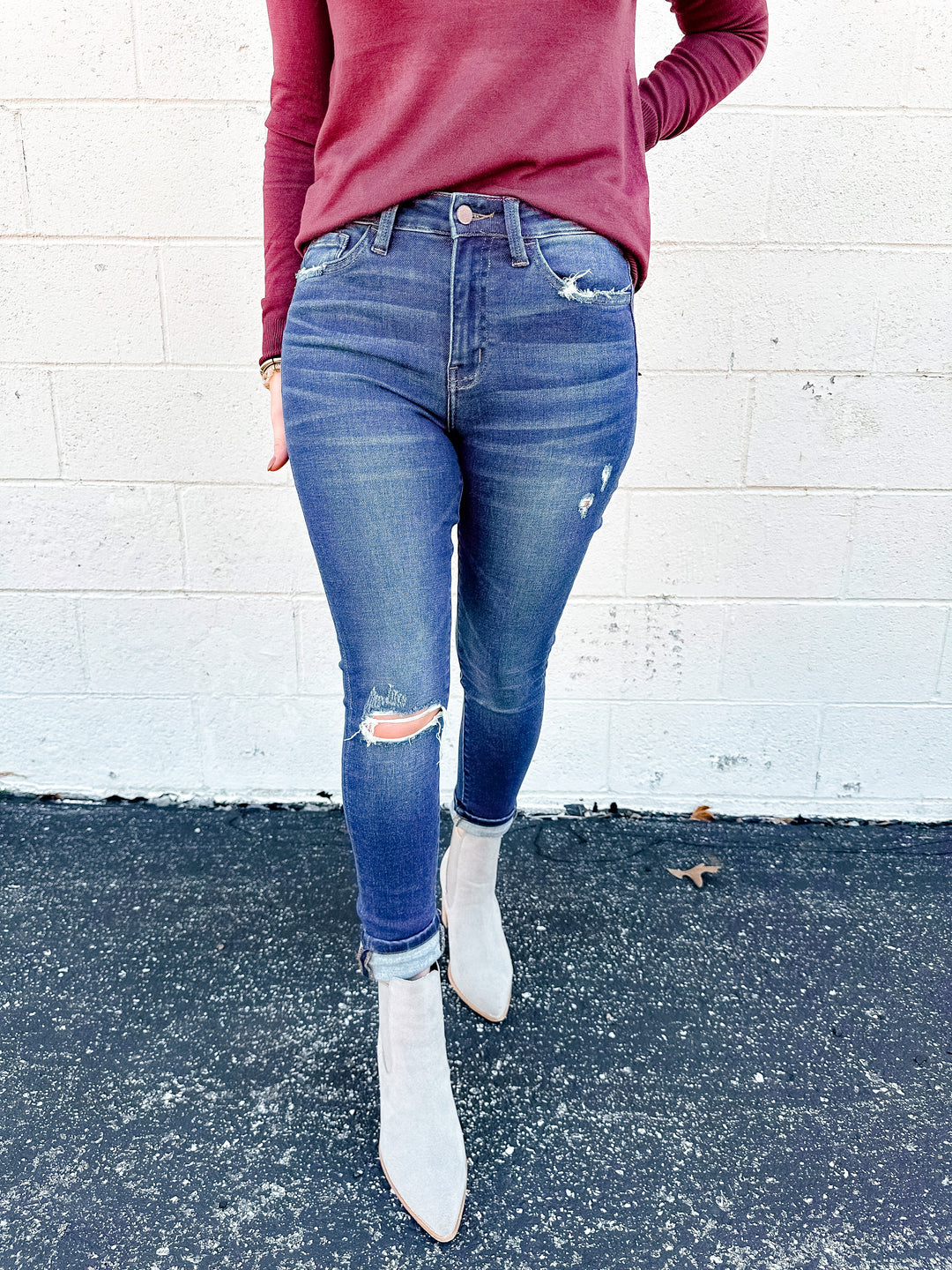 The Weekend Ready Dark Wash Skinnies - One Eleven Olive Boutique