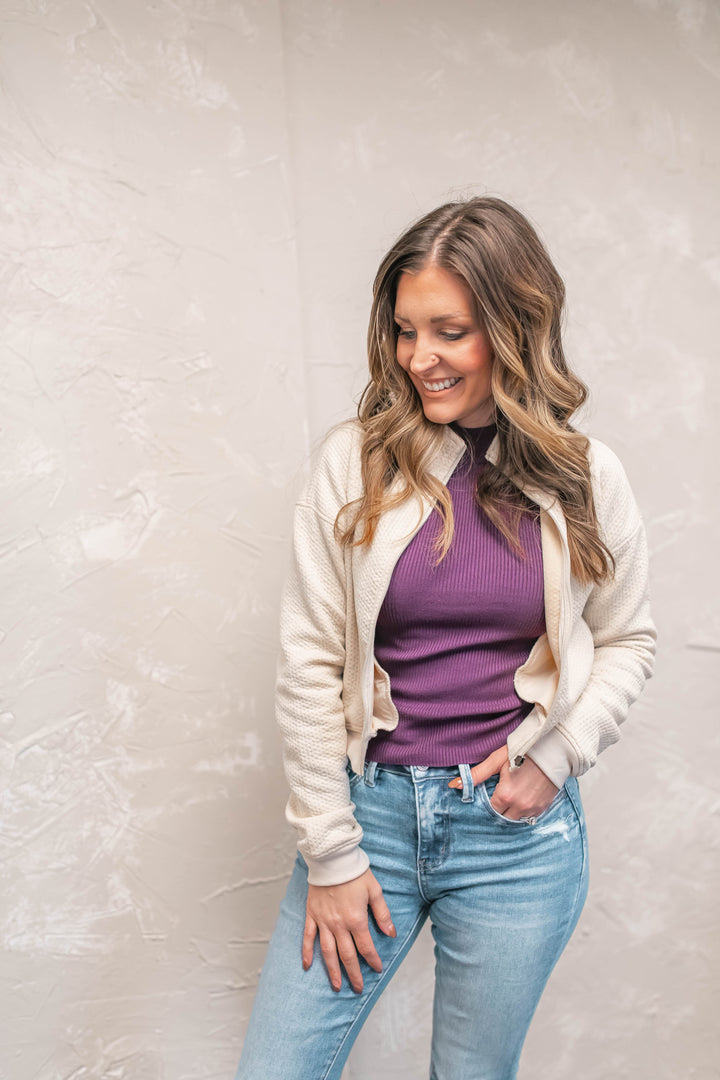 The Zoe Knitted Top - Deep Plum - One Eleven Olive Boutique